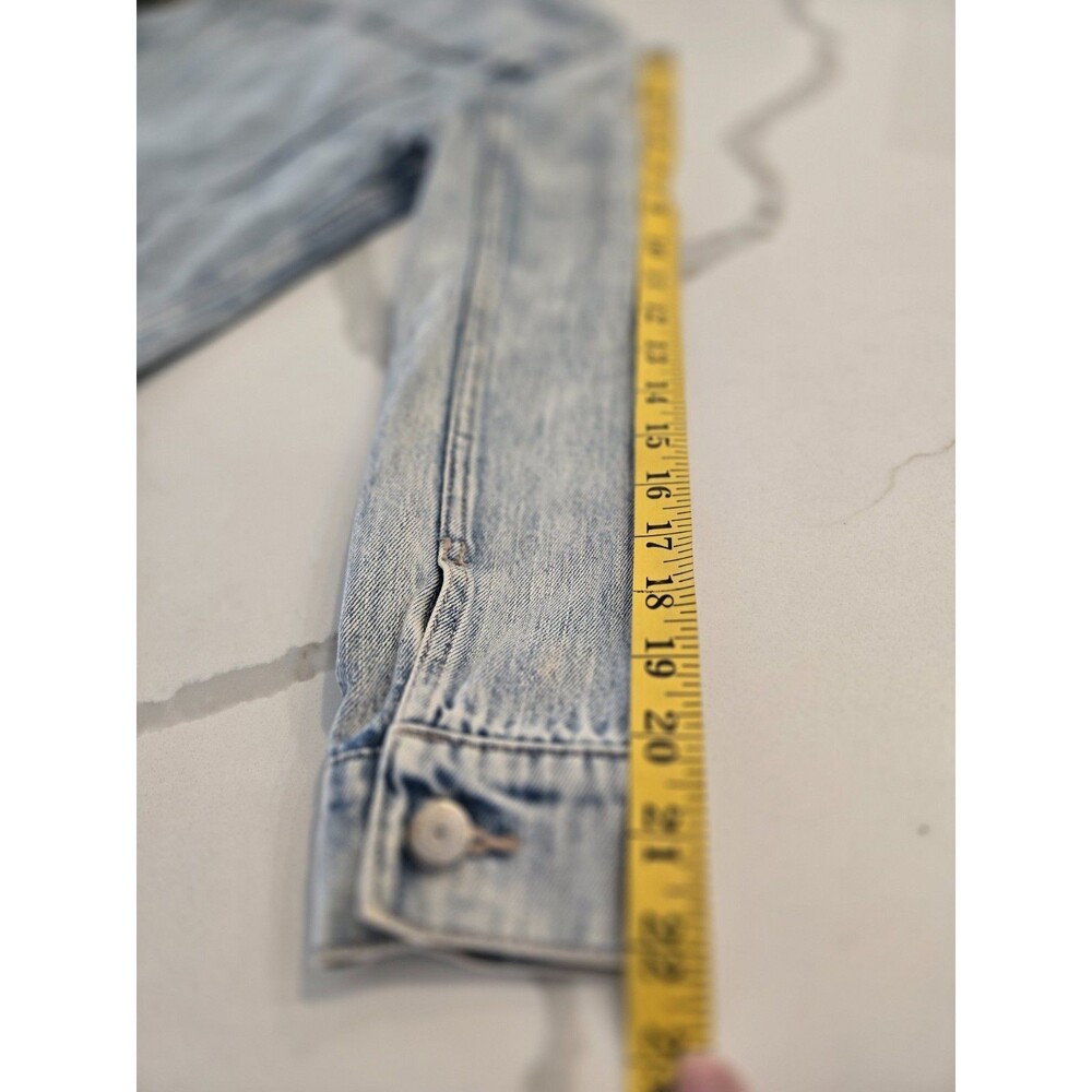 Old Navy Star Studded Collar Fray Denim Trucker Classic Jean Jacket Women’s L - Picture 9 of 12
